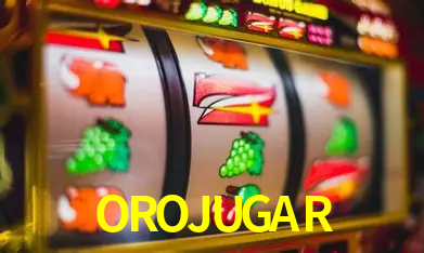 Una escena digital vívida inspirada en casino con OROJUGAR mostrado prominentemente, luces brillantes, fichas, cartas y acentos dorados.
